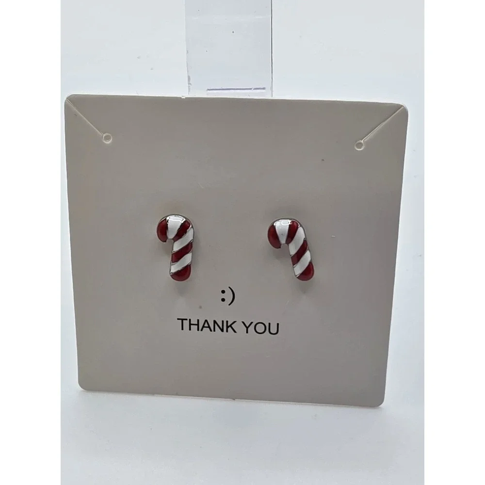 Enamel Candy Cane Stud Earrings